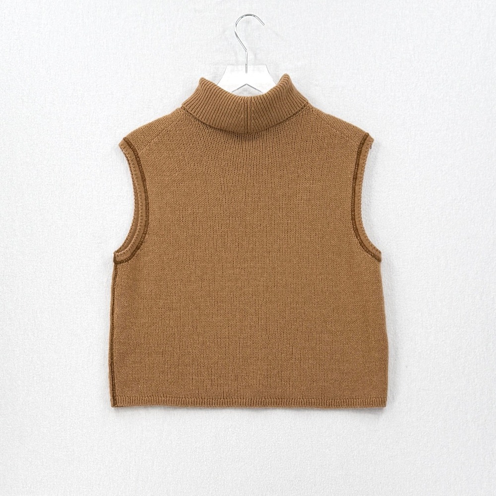THE ROW Giselle Cashmere Turleneck Sweater Womens Medium Camel Brown Sleeveless - Picture 5 of 16